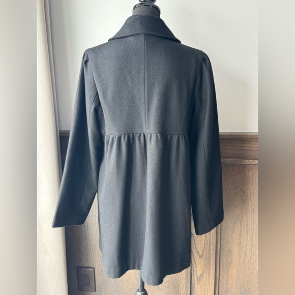 Luii Classic Black Double-Breasted Wool Blens Pea Coat size Large - Picture 3 of 7
